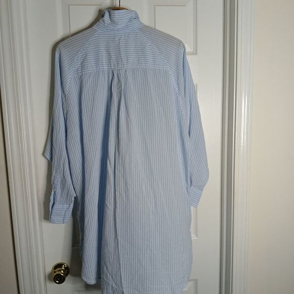 Super Lightweight Oversized Blue Striped Boyfriend Shirt / Shirt Dress Sz Small - Picture 9 of 10
